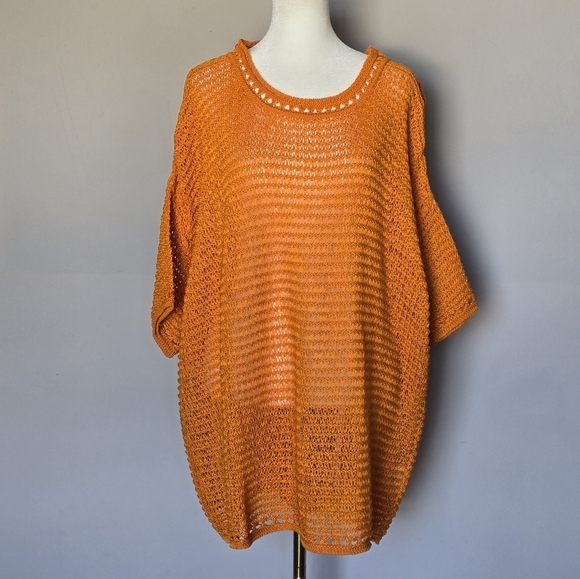 Intrecci Made in Italy Open Knit Crochet Slouchy Resort Bohemian Tunic Coverup M - Picture 1 of 10